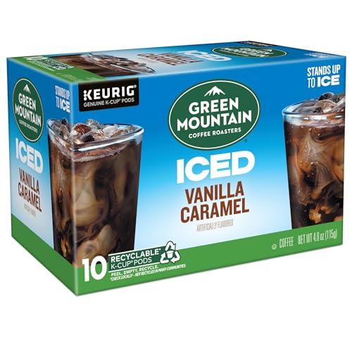 Green Mountain Coffee Roasters ICED Vanilla Caramel, Single Serve Keurig K-Cup Pods, Flavored Iced Coffee, 60 Count (6 Packs of 10)