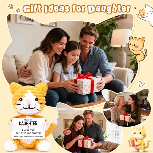 Handmade Crochet Cat Plushie - Emotional Support Gift for Daughter