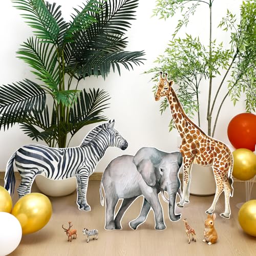 3-Piece Jungle Safari Animal Cardboard Cutout Set for Party Decorations