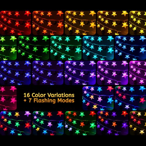 23ft Color Changing Star String Lights with Remote & Timer - 50 LED