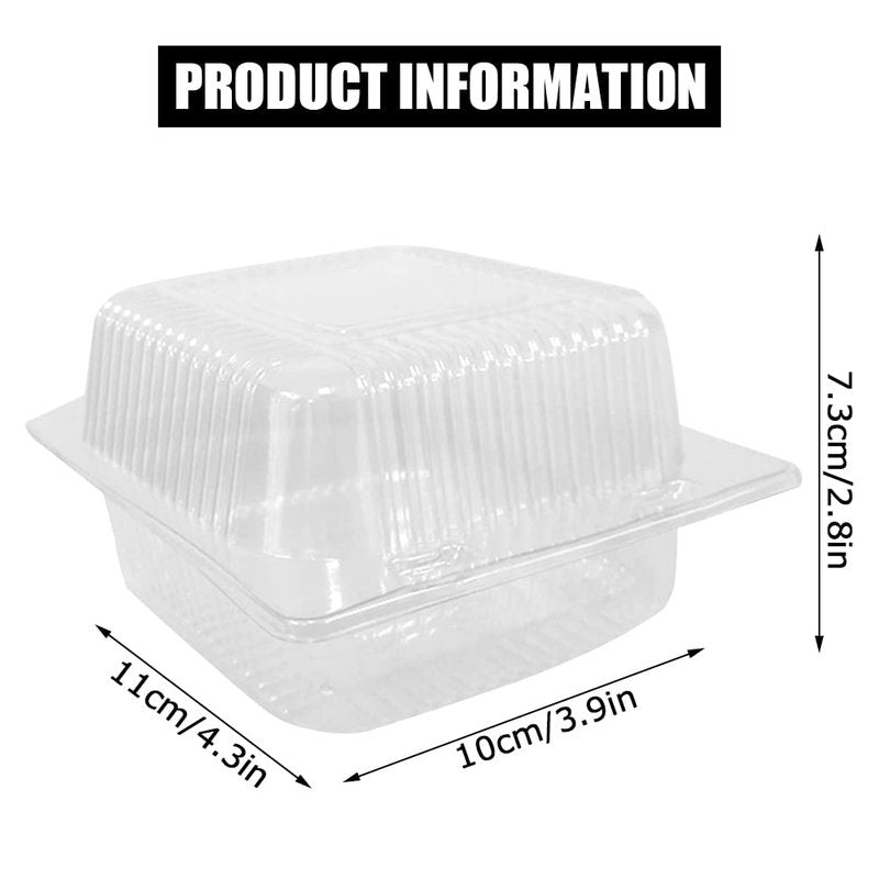WAQIAGO 200 PCS 5x5 Inch Plastic Clamshell Take Out Tray,Disposable Sturdy Hinged LoafContainers,to go containers 56XU016V07EL04QFI7OP 0