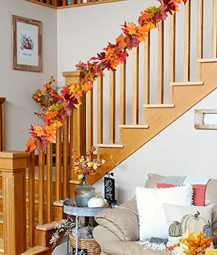 Artificial Maple Leaf Fall Garland 2-Pack, 5.9ft Autumn Foliage Vine