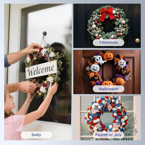OUTXE Suction Cup Wreath Hanger Heavy Duty Glass Door Hook 2-Pack