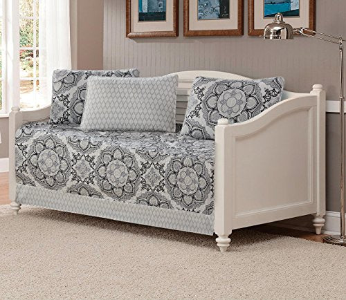 5-Piece Reversible Daybed Cover Set - Modern Floral Grey Bedspread