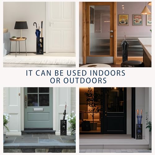 Modern Metal Umbrella Stand - Square Freestanding Entryway Storage Bucket