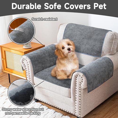 Anti-Slip Waterproof Sofa Arm Covers - 2 Pack (Dark Gray, 24" x 20")