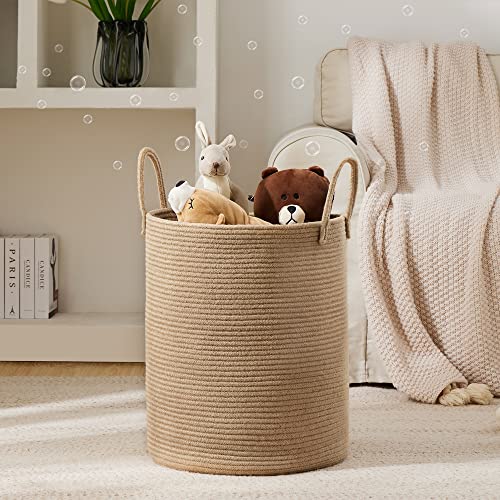 Large Woven Jute Rope Laundry Hamper - 58L Collapsible Blanket Basket