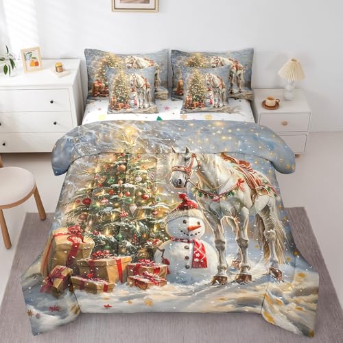 Feelyou Merry Christmas 7-Piece Full Bed in a Bag Set, White/Green