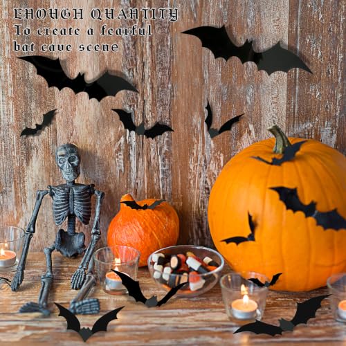 140pcs 3D Halloween Bat Wall Stickers, Reusable PVC Bat Decor for Party
