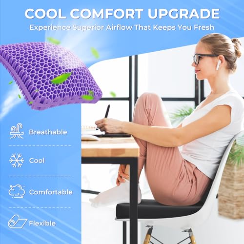 Thick Gel Seat Cushion for Office Chair, Breathable Cooling Chair Pad