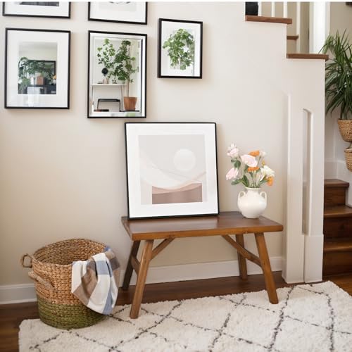 30-Inch Solid Wood Farmhouse Bench – Handcrafted Rustic Entryway Seating