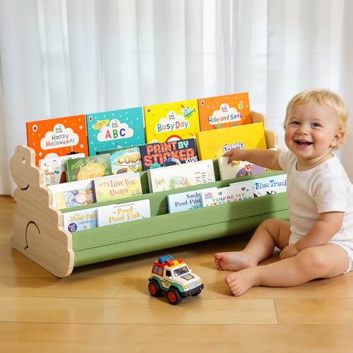 4-Tier Montessori Kids Bookshelf - Wooden Toddler Book Storage Display