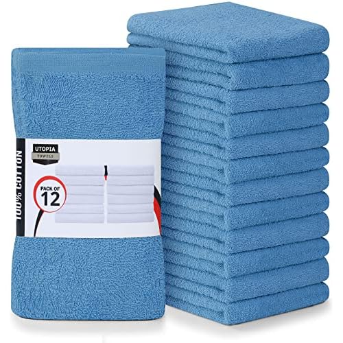 Utopia Towels Kitchen Bar Mops, Pack of 12, 16 by 19 Inches, 100% Cotton Ring Spun, Super Absorbent Towels, Multi-Purpose Cleaning Towels for Home and Kitchen Bars