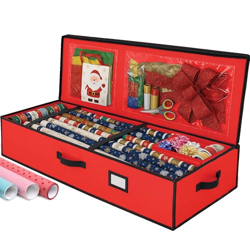 Christmas Wrapping Paper Storage Box 40-Inch Underbed Gift Wrap Holder
