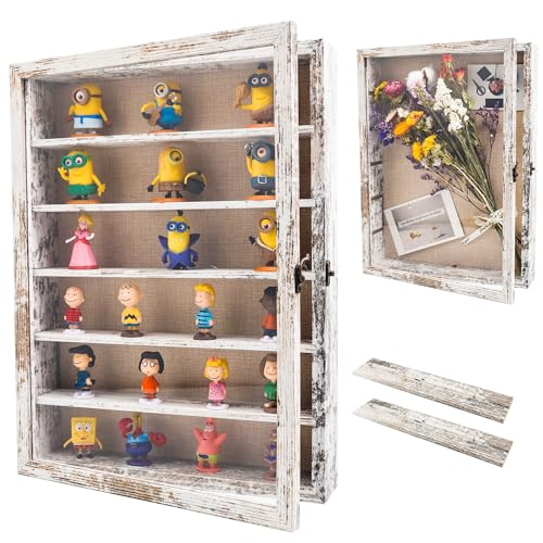 12x16 Wooden Shadow Box with Adjustable Shelves for Collectibles and Medals