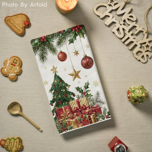 Snowman Christmas Kitchen Towels Set of 4 - 18x26 Inches, Absorbent & Decorative
