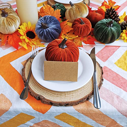16 Pcs Small Velvet Pumpkins Set - Rustic Fall Harvest Table Decor