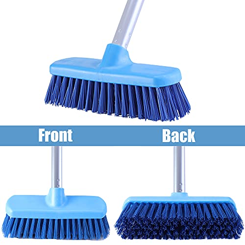 Deck Scrub Brush with Long Handle - 50" Adjustable Stiff Bristle Floor Scrubber