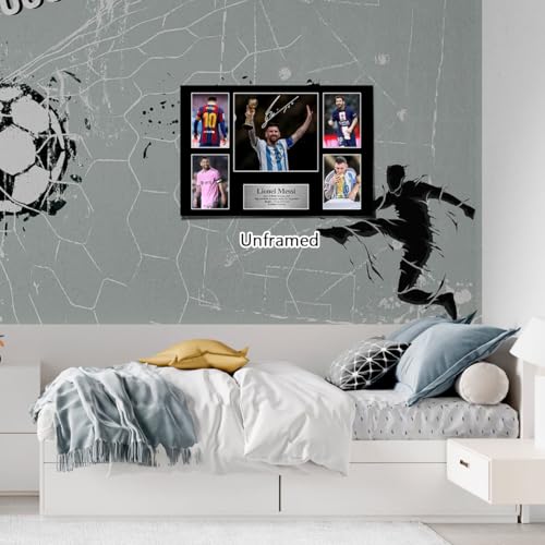 Messi Signed Soccer Poster Canvas Art Print Wall Decor for Boys Bedroom