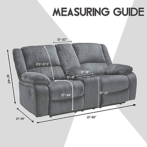 2-Seater Reclining Loveseat Cover - Velvet Stretch Slipcover, Dark Grey