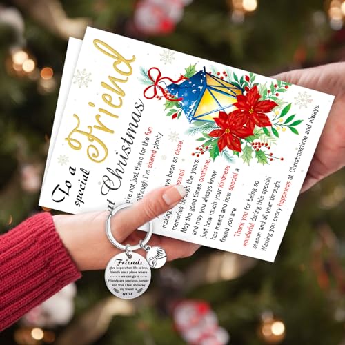 Christmas Friends Card & Stainless Steel Friend Keyring Set