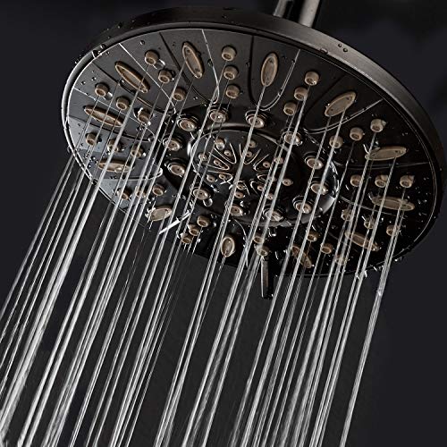 7-Inch Oil Rubbed Bronze Rain Shower Head, 6-Setting High Pressure Spray