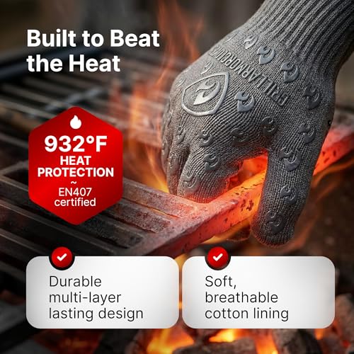Heat Resistant Oven Gloves with Fingers - 932°F Extreme Protection