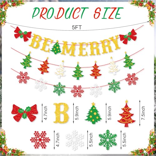 Gifloon Be Merry Christmas Banner - Holiday Decor for Mantle & Fireplace