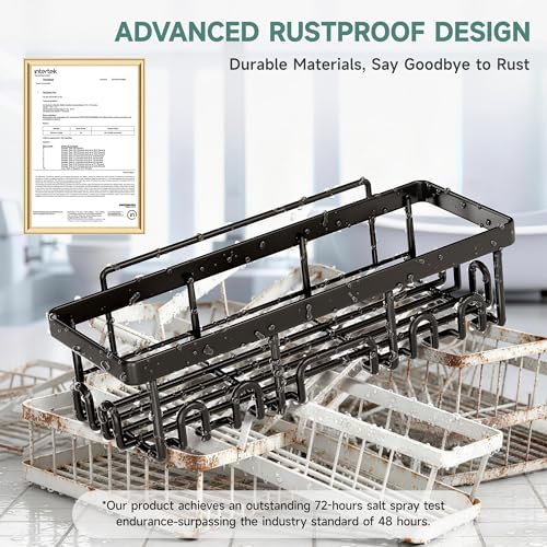 Veken 6-Pack Rustproof Shower Caddy & Bathroom Storage Shelf, Black