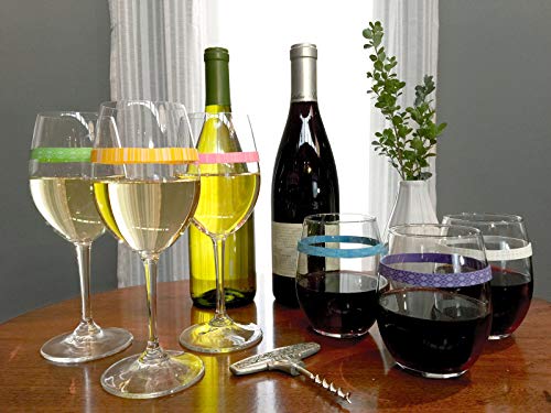 BevBands Drink Markers Set of 8 - Series 1 Water Bottle Bands - Reusable & Dishwasher Safe