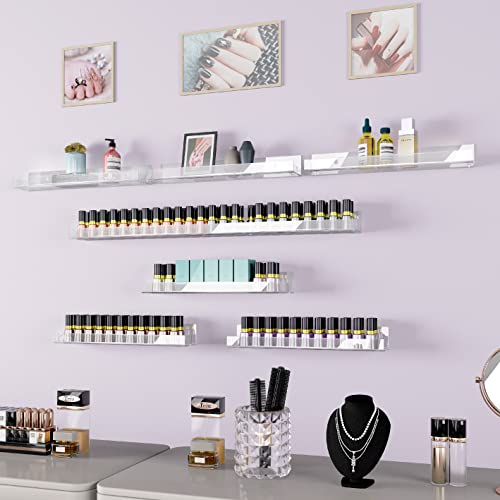 4-Pack 15-Inch Clear Acrylic Floating Wall Shelves for Books and Decor