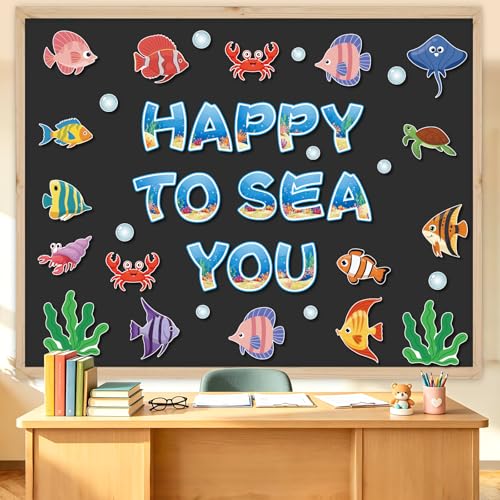 Ocean Bulletin Board Decorations Set - 64 Pcs Under The Sea Cutouts