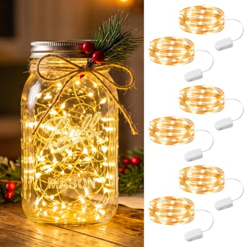 Battery Operated Fairy Lights - 6 Pack, 7ft 20LED Warm White String Lights