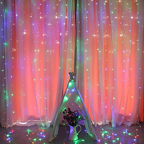 Multicolor 300 LED Window Curtain String Lights with Remote & USB Waterproof for Christmas Party