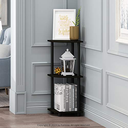 3-Tier Corner Shelf, Compact Open Storage Bookshelf for Small Spaces
