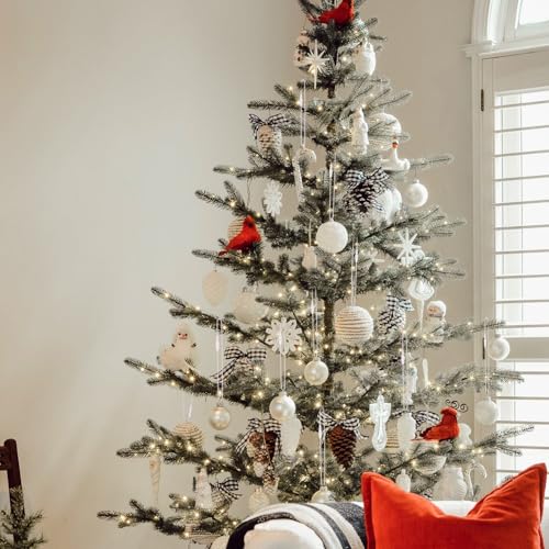 FOIMAS 400pcs White Christmas Ornament Hanger Strings with Snap Fasteners