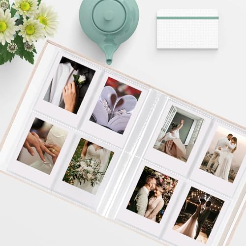Linen Hardcover Photo Album for 2x3 Instant Film, Holds 208 Photos, Beige