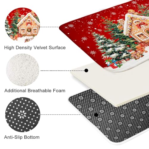 Christmas Gingerbread House Shower Curtain Set with Non-Slip Rugs - Bathroom Decor