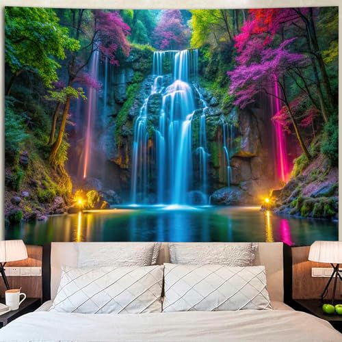 Blacklight UV Reactive Forest Wall Tapestry - Neon Glow Decor (51.2" x 59.1")