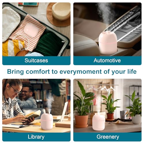 Portable USB Mini Humidifier for Car and Office Desk, Pink