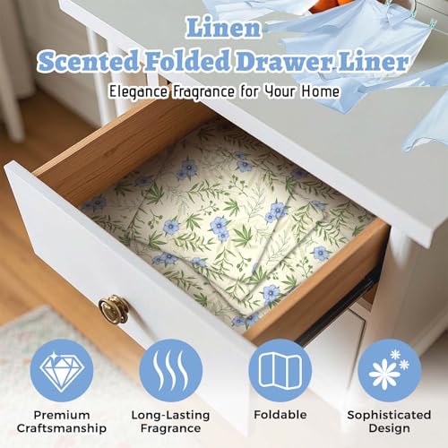 Scented Drawer Liners for Dresser - Fresh Linen Non-Adhesive Paper, 12 Sheets