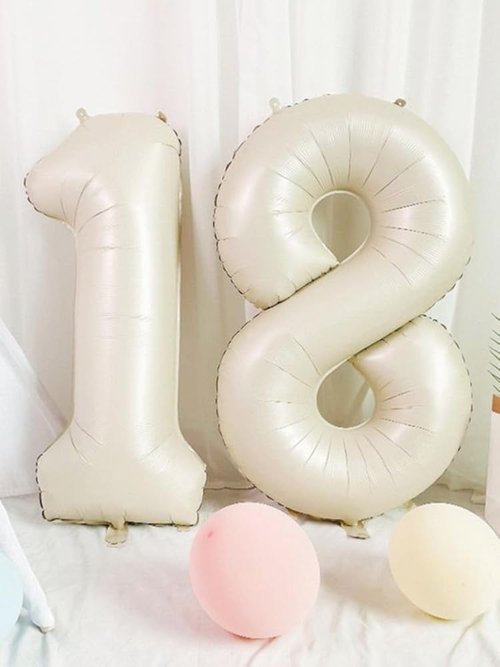 7 Balloon Numbers by [Brand Name] - 40 Inch Cream White Birthday Decorations for Ages 7, 17, 27, 70