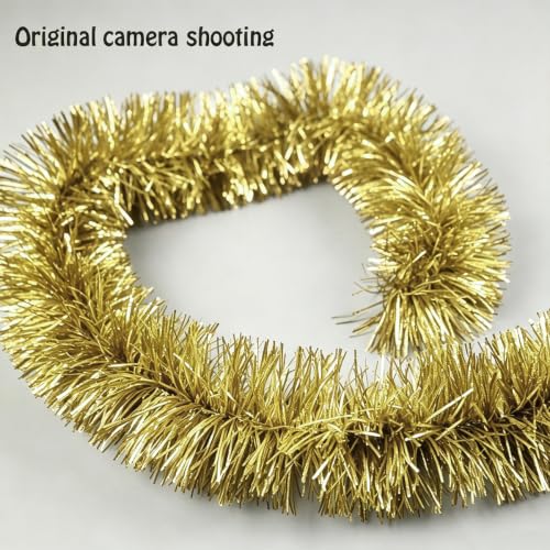 Pale Gold Christmas Tinsel Garland 33 ft - Glitter Foil Twist Garlands for Holiday Decor