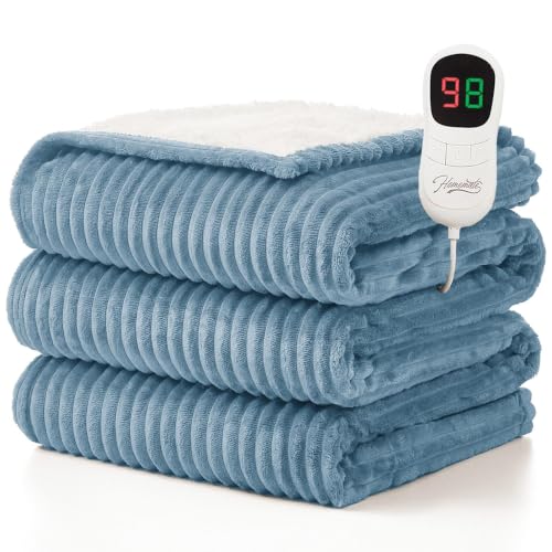 Full Size Heated Electric Blanket, Sherpa Flannel 10-Heat Settings, 72x84"