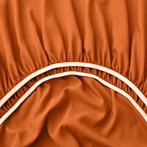 Extra Deep Pocket Queen Fitted Sheet, Burnt Orange, Fits 18-24 Inch Mattress