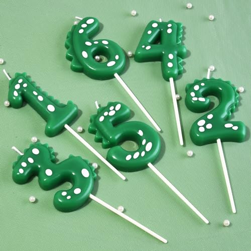 Large Green Dinosaur 3 Number Birthday Candle - 2.76 Inch