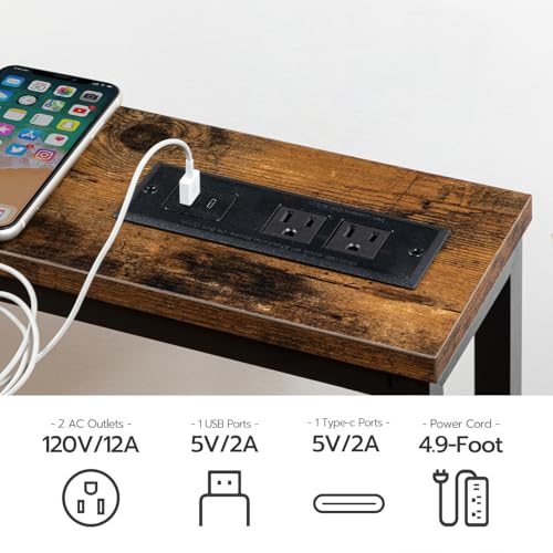 47-Inch Narrow Console Table with Power Outlet and USB Charging Station