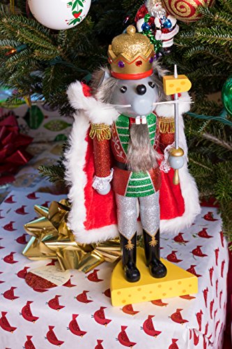 Mouse King 14-Inch Traditional Wooden Nutcracker - Festive Christmas Decor