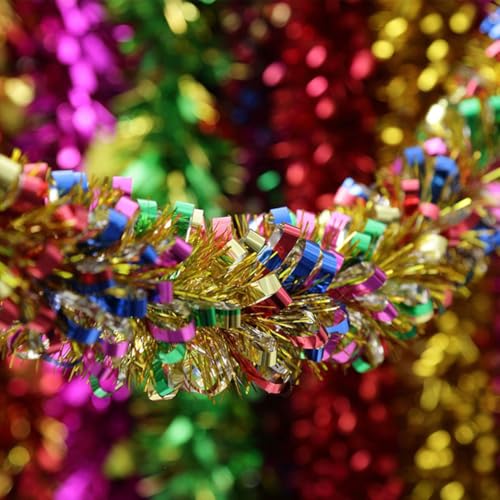 33ft Shiny Christmas Tinsel Garland - 3.5in Thick Metallic Holiday Decor