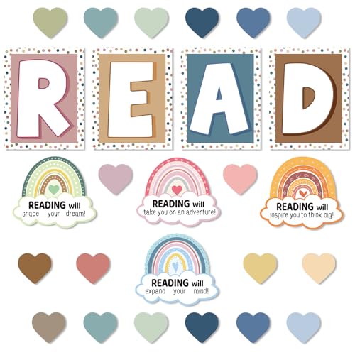 Boho Reading Corner Bulletin Board Set - 32-Piece Classroom Decor Kit